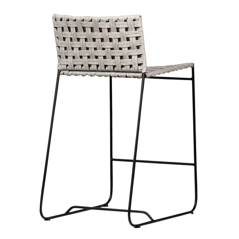 Ezra Grey Rope with Black Powder Coated Frame Outdoor Counter Stool