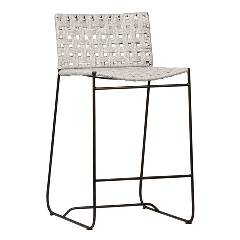 Ezra Grey Rope with Black Powder Coated Frame Outdoor Counter Stool