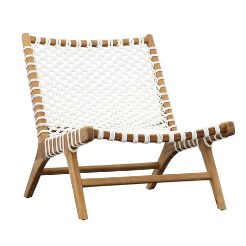 Mario Natural Wood Finish and White Rope Outdoor Occasional Chair