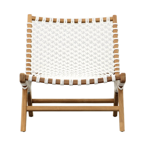 Mario Natural Wood Finish and White Rope Outdoor Occasional Chair