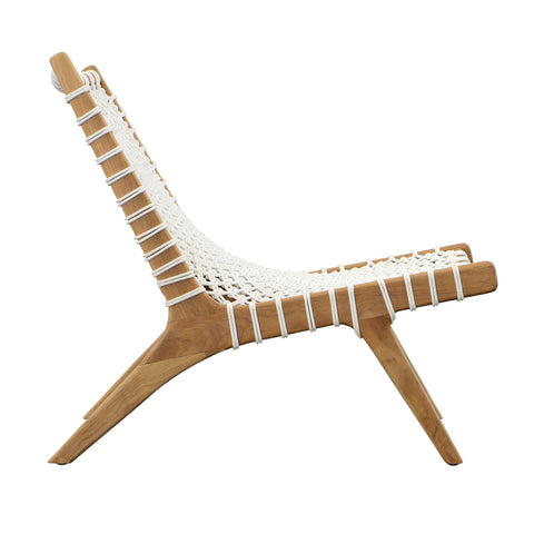 Mario Natural Wood Finish and White Rope Outdoor Occasional Chair