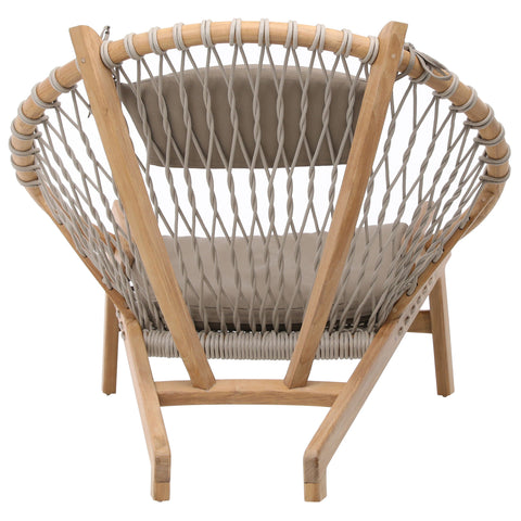 Biden Natural Wood Finish with Taupe Upholstery Outdoor Occasional Chair