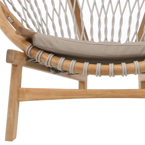 Biden Natural Wood Finish with Taupe Upholstery Outdoor Occasional Chair