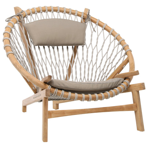 Biden Natural Wood Finish with Taupe Upholstery Outdoor Occasional Chair