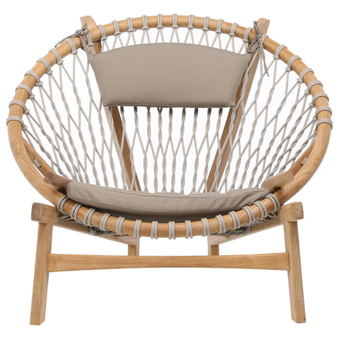 Biden Natural Wood Finish with Taupe Upholstery Outdoor Occasional Chair