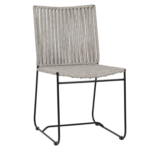 Abel Taupe Rope and Black Powder Coated Iron Outdoor Dining Chair