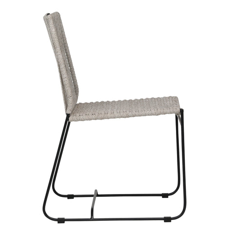 Abel Taupe Rope and Black Powder Coated Iron Outdoor Dining Chair