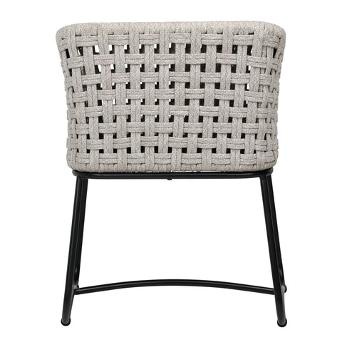Fermin Grey Rope with Black Powder Coated Frame and Cushioned Seat Outdoor Dining Chair