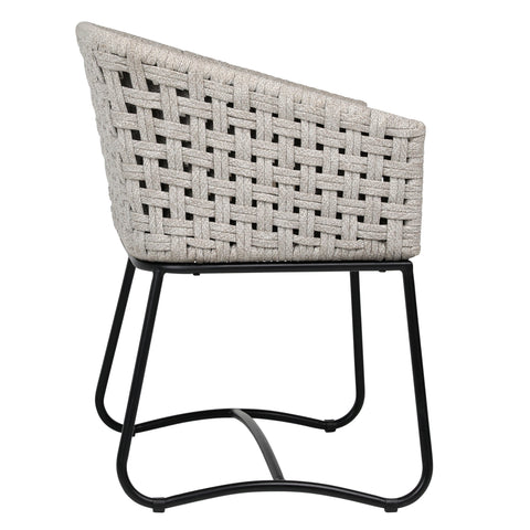 Fermin Grey Rope with Black Powder Coated Frame and Cushioned Seat Outdoor Dining Chair