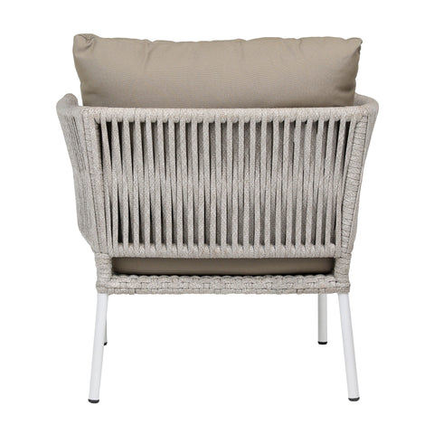 Alfina Grey Rope And White Powder Coat Frame Finish Outdoor Occasional Chair