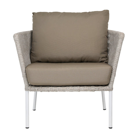 Alfina Grey Rope And White Powder Coat Frame Finish Outdoor Occasional Chair