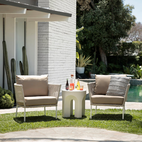 Alfina Grey Rope And White Powder Coat Frame Finish Outdoor Occasional Chair