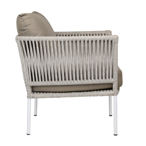 Alfina Grey Rope And White Powder Coat Frame Finish Outdoor Occasional Chair
