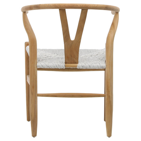 Jerico White and Grey Rope with Natural Wood Finish Outdoor Dining Chair