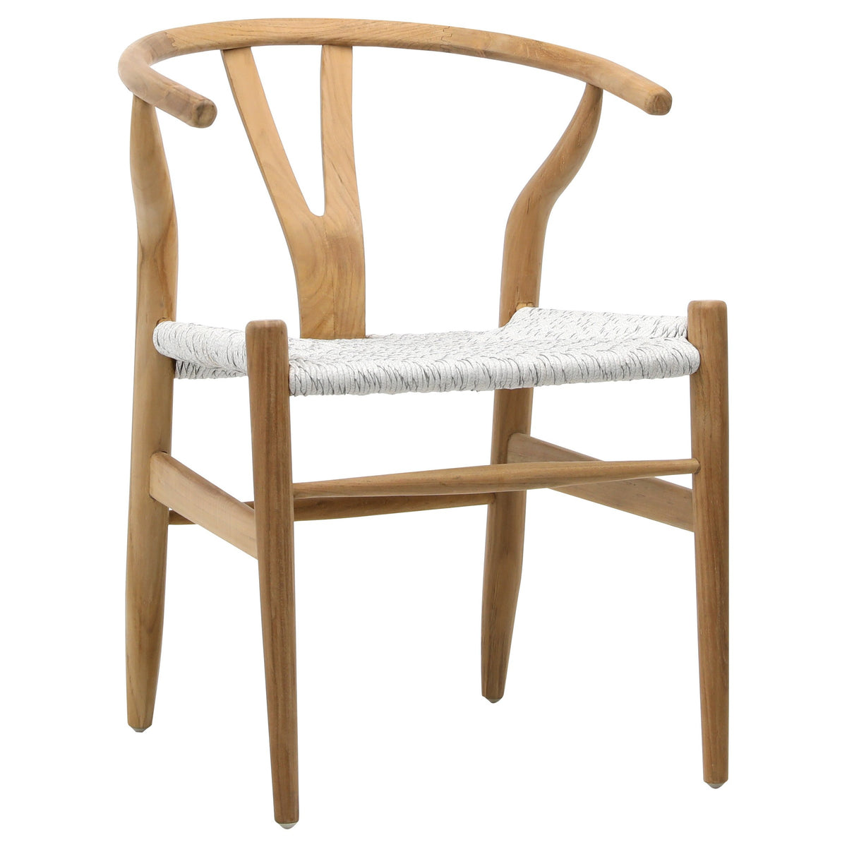 Jerico White and Grey Rope with Natural Wood Finish Outdoor Dining Chair