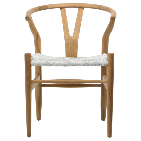 Jerico White and Grey Rope with Natural Wood Finish Outdoor Dining Chair