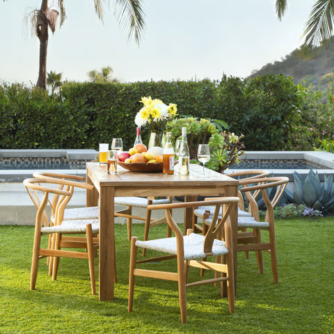 Jerico White and Grey Rope with Natural Wood Finish Outdoor Dining Chair