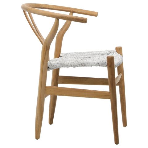 Jerico White and Grey Rope with Natural Wood Finish Outdoor Dining Chair