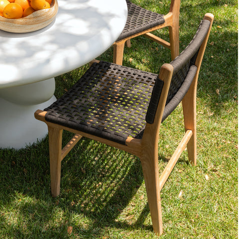 Albano Natural and Black Outdoor Dining Chair