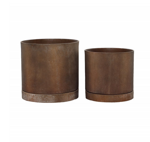 Arvin Antique Brown Finish Planter Set Of 2
