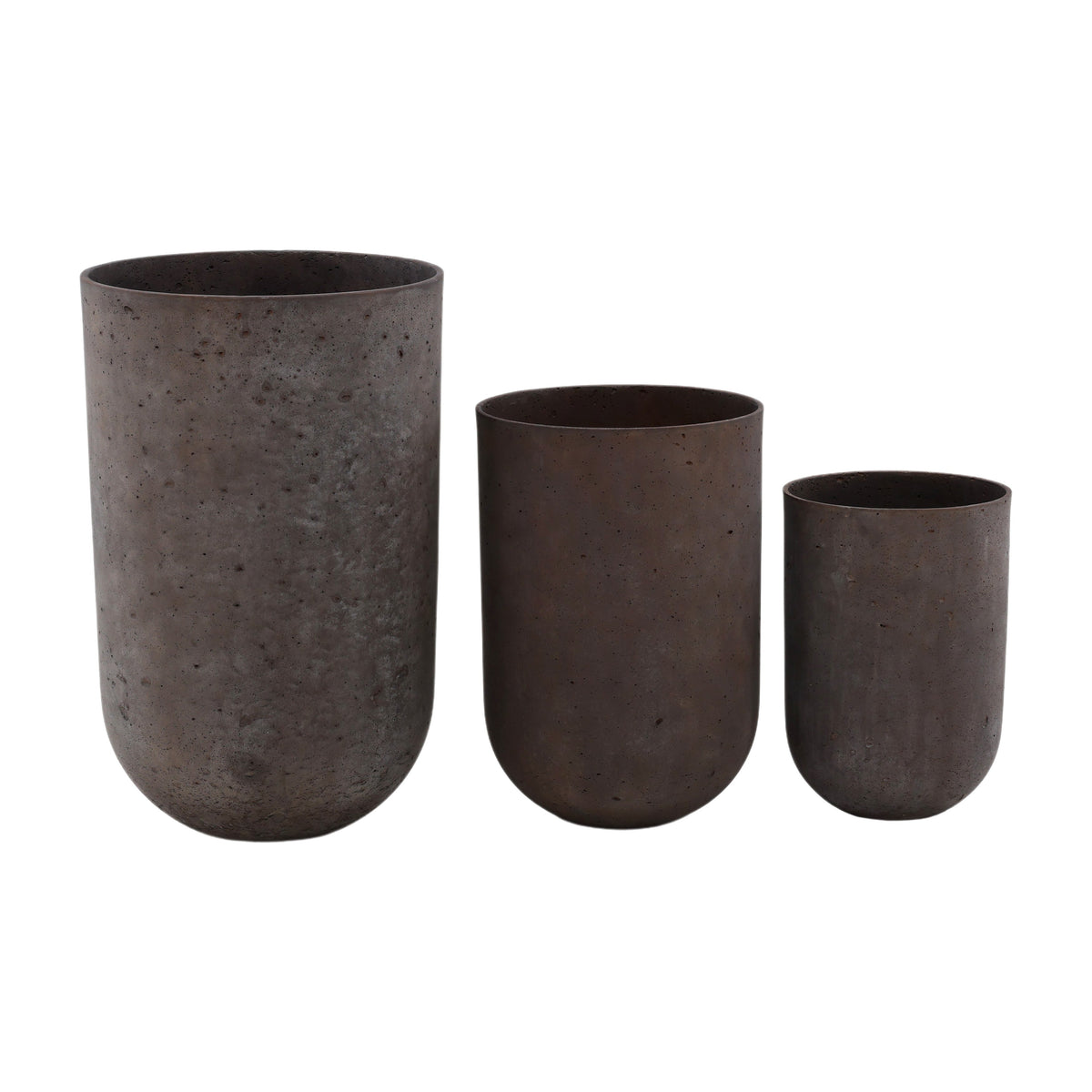 Elya Antique Brown Finish Planter Set Of 3