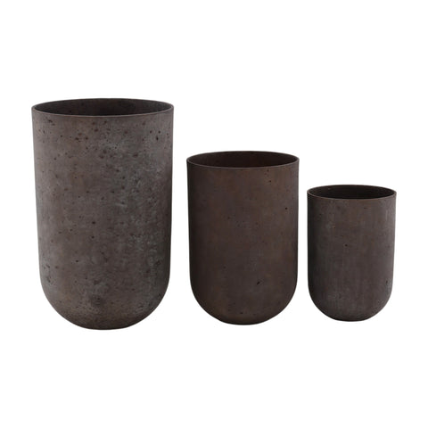 Elya Antique Brown Finish Planter Set Of 3