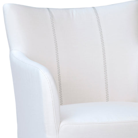 Barrow White Fabric and Black Metal Legs Outdoor Occasional Chair