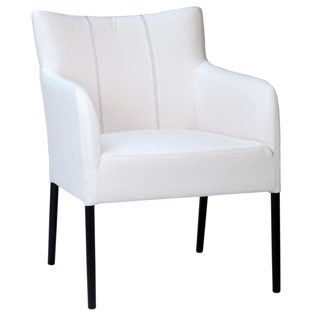 Barrow White Fabric and Black Metal Legs Outdoor Occasional Chair