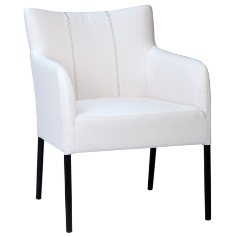 Barrow White Fabric and Black Metal Legs Outdoor Occasional Chair