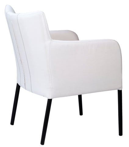 Barrow White Fabric and Black Metal Legs Outdoor Occasional Chair