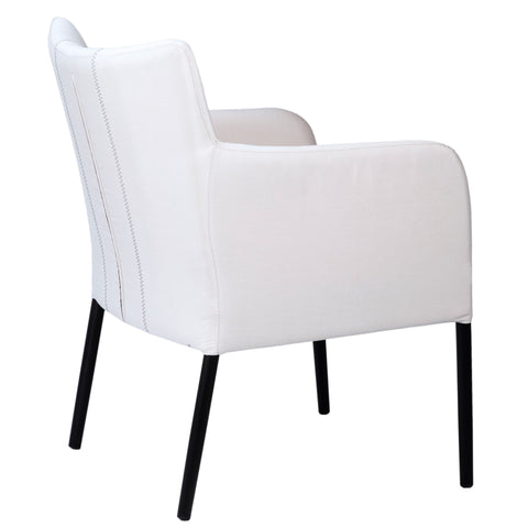 Barrow White Fabric and Black Metal Legs Outdoor Occasional Chair