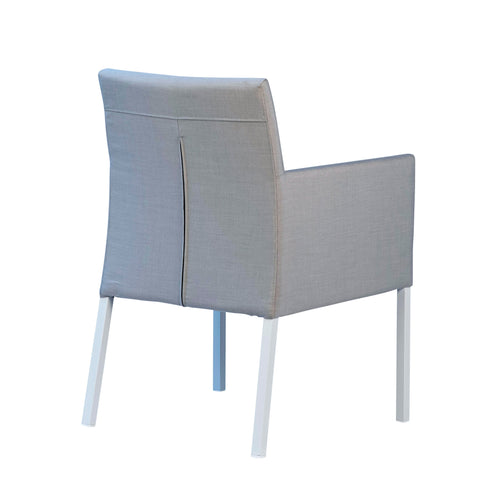 Norman Grey Fabric and White Frame Outdoor Dining Chair