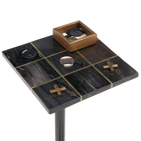 Lucy Black and Brass Tic-Tac-Toe Side Table