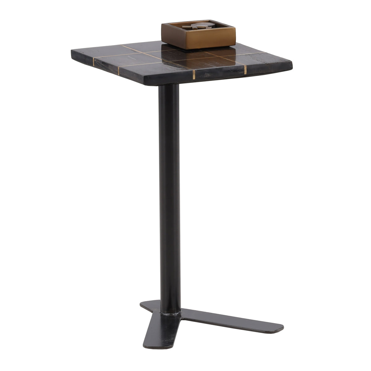 Lucy Black and Brass Tic-Tac-Toe Side Table