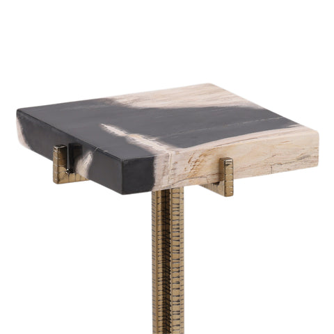 Nyssa Natural, Black, and Brass Side Table