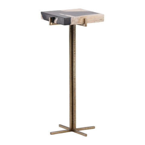 Nyssa Natural, Black, and Brass Side Table