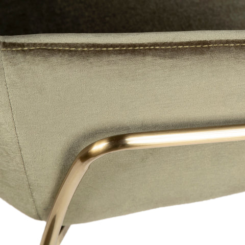 Clement Olive Green Fabric and Brass Metal Legs Dining Chair