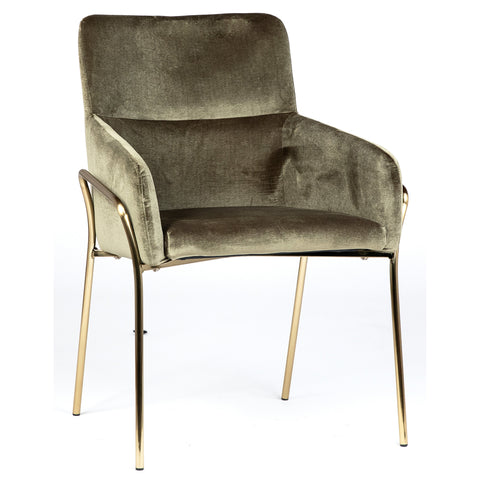 Clement Olive Green Fabric and Brass Metal Legs Dining Chair