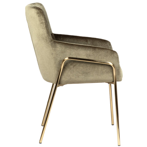Clement Olive Green Fabric and Brass Metal Legs Dining Chair
