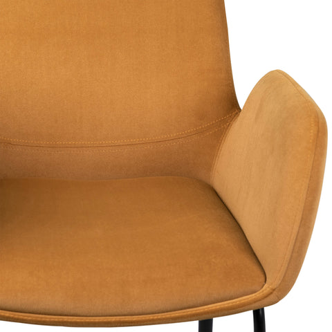 Venice Mustard Upholstery and Black Metal Legs Dining Chair