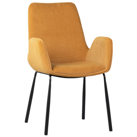 Venice Mustard Upholstery and Black Metal Legs Dining Chair