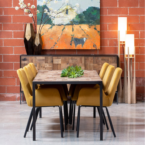 Venice Mustard Upholstery and Black Metal Legs Dining Chair
