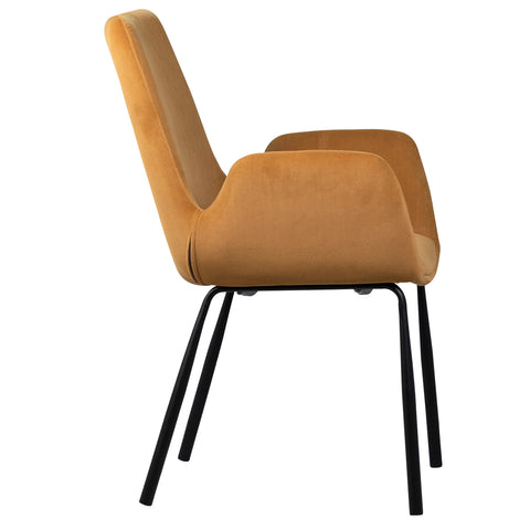 Venice Mustard Upholstery and Black Metal Legs Dining Chair