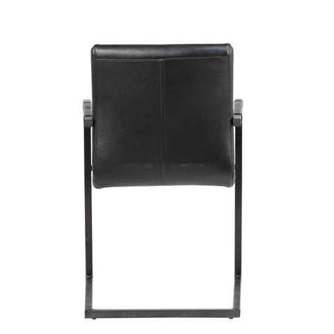 Failon Black Leather Finish and Antique Black Metal Dining Chair