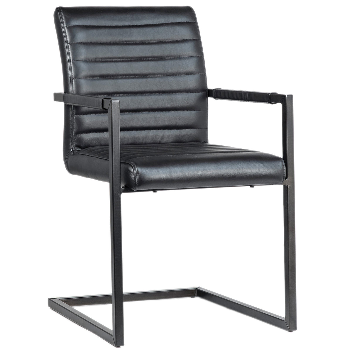 Failon Black Leather Finish and Antique Black Metal Dining Chair