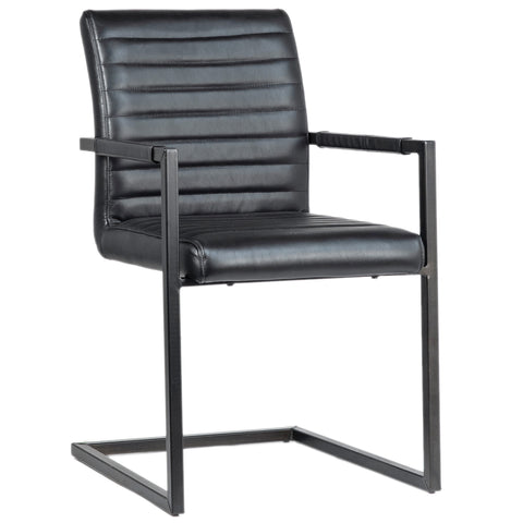 Failon Black Leather Finish and Antique Black Metal Dining Chair