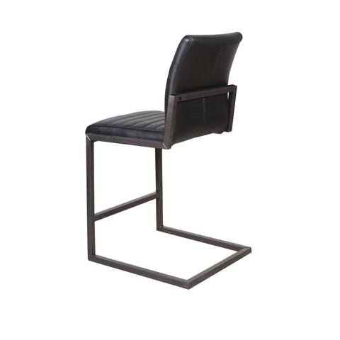 Failon Black Leather Finish and Antique Black Metal Counter Stool