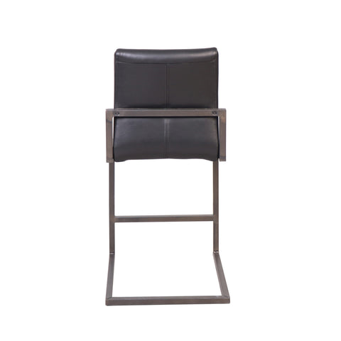 Failon Black Leather Finish and Antique Black Metal Counter Stool