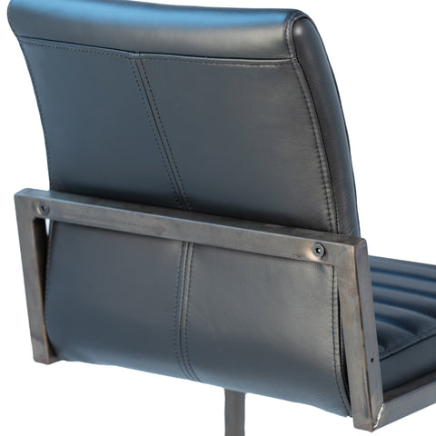 Failon Black Leather Finish and Antique Black Metal Counter Stool