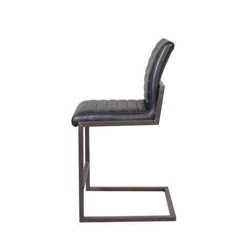 Failon Black Leather Finish and Antique Black Metal Counter Stool